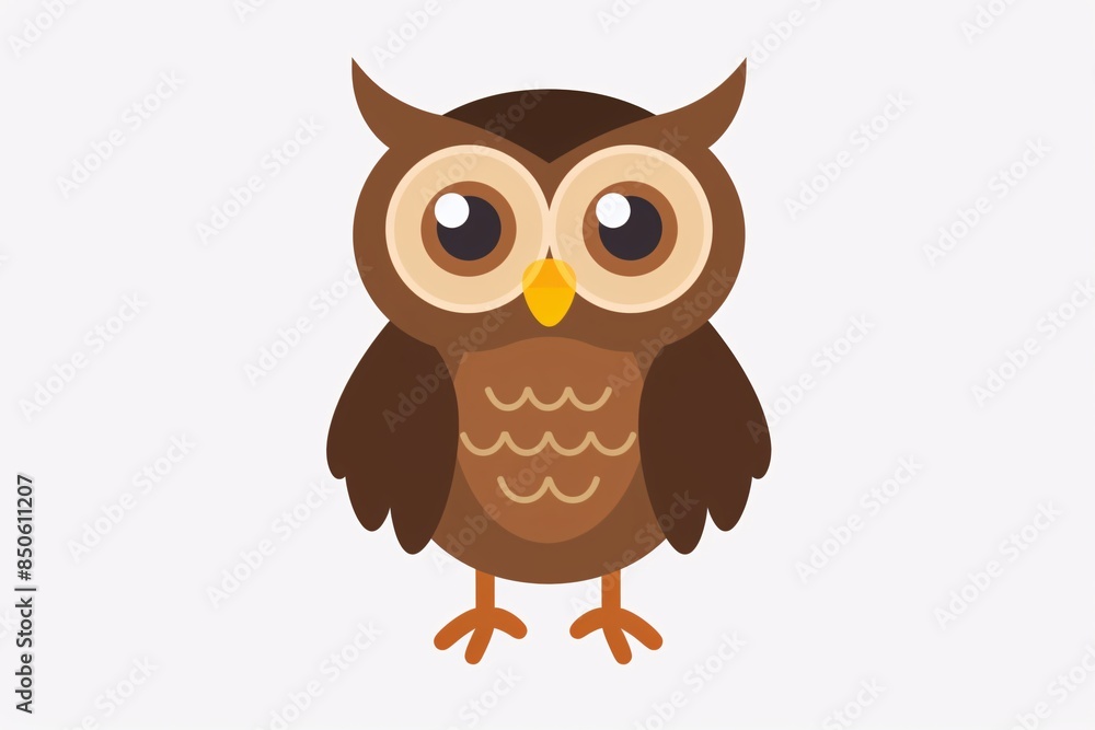 Whimsical 64-Bit Owl in Charming Art Style on a White Background Whimsical 64-Bit Owl in Charming Art Style on a White Background