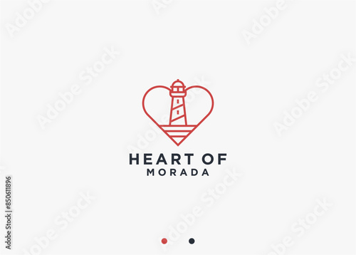 lighthouse with heart logo design vector silhouette illustration
