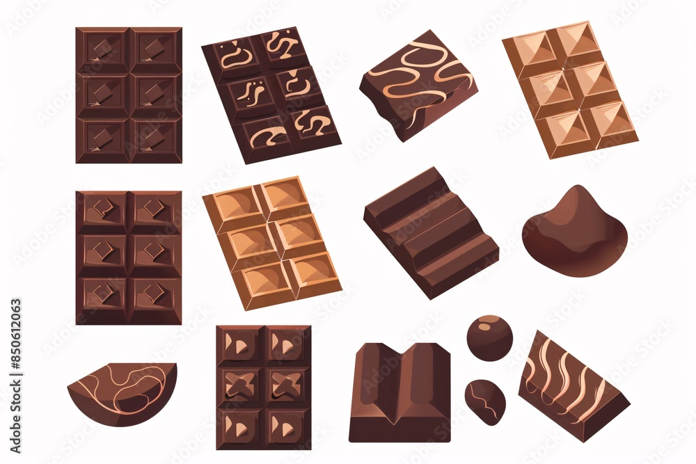 Sweet 64-Bit Chocolate Delight - Playful Illustration in Flat Design on White Background Sweet 64-Bit Chocolate Delight - Playful Illustration in Flat Design on White Background