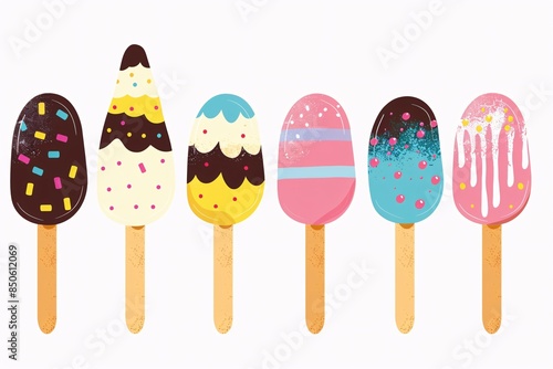 Charming 64-Bit Ice Cream Illustration in Flat Design on White Background © Pinyo