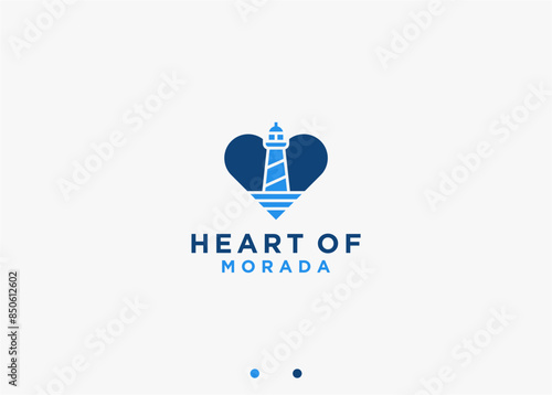 lighthouse with heart logo design vector silhouette illustration