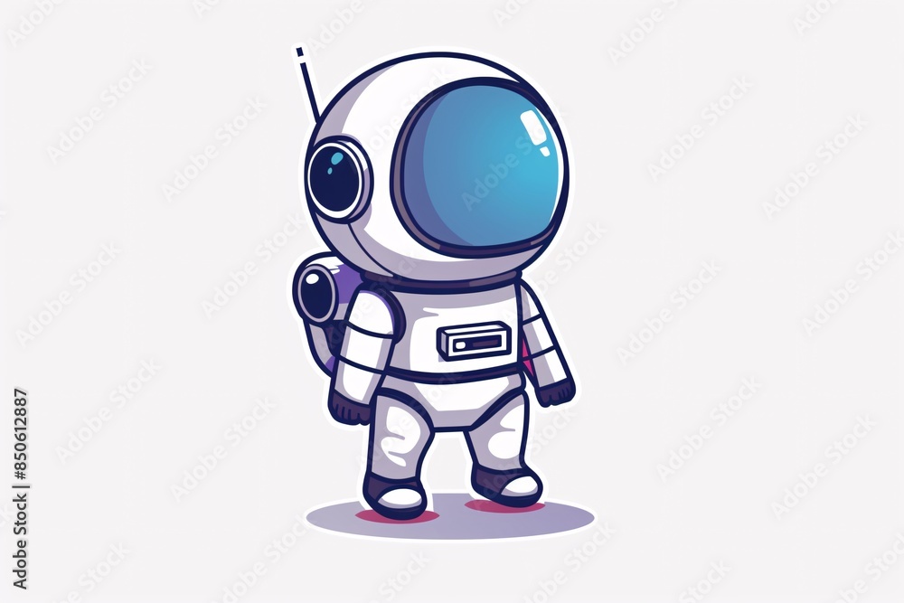 Intergalactic Adventures: Adorable 64-Bit Astronaut Illustration in Flat Design on White Background Intergalactic Adventures: Adorable 64-Bit Astronaut Illustration in Flat Design on White Background