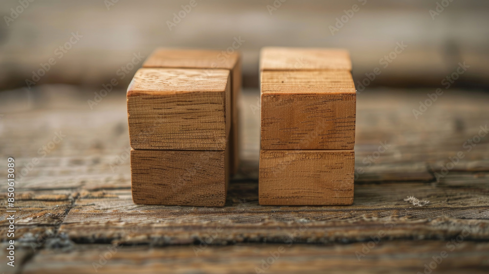 Wooden blocks arranged to form a versus sign, indicating competition or comparison. Wooden blocks arranged to form a versus sign, indicating competition or comparison.