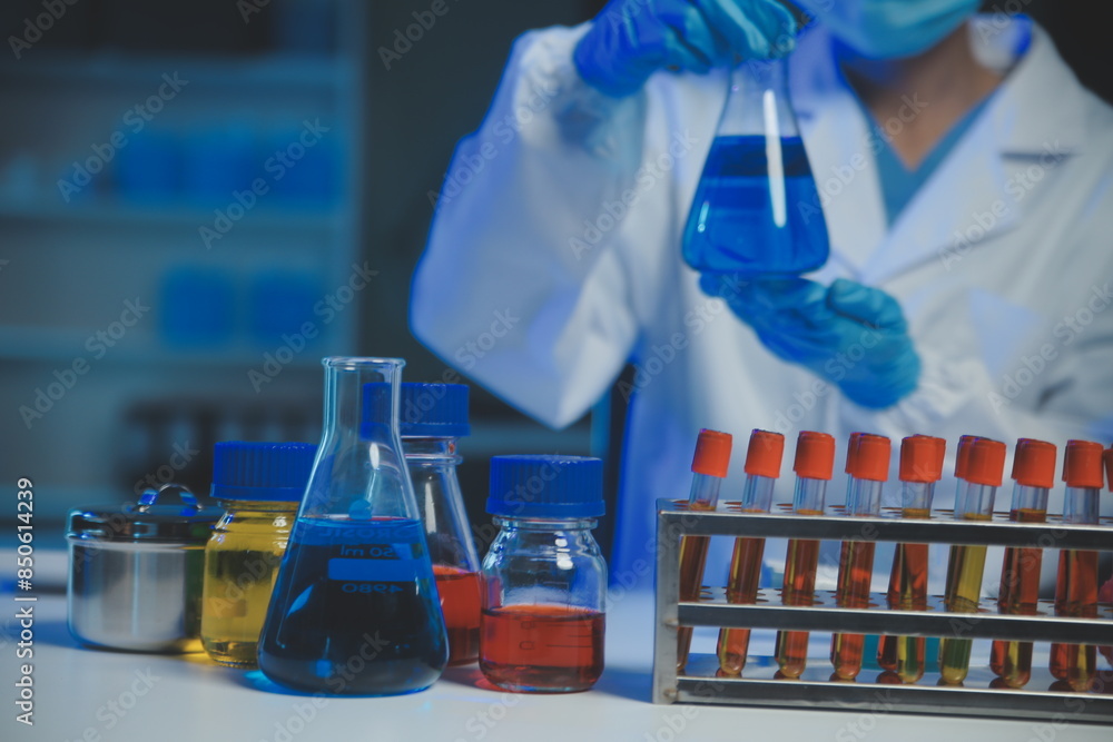 professional chemist woman laboratory using scientific microscope for science research, chemistry scientist with microbiology medicals equipment technology to working with medicine biology experiment professional chemist woman laboratory using scientific microscope for science research, chemistry scientist with microbiology medicals equipment technology to working with medicine biology experiment