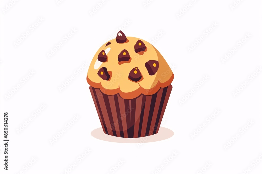 Adorable 64-bit Muffin Illustration in Flat Design on White Background Adorable 64-bit Muffin Illustration in Flat Design on White Background
