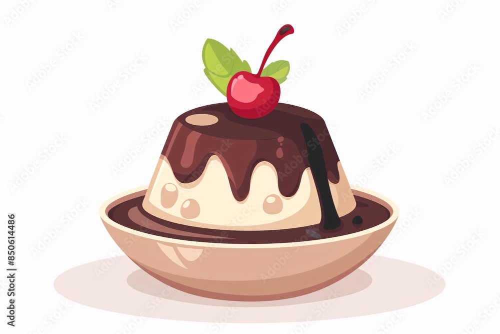 Whimsical 64-Bit Pudding Art with Playful Design on White Background Whimsical 64-Bit Pudding Art with Playful Design on White Background