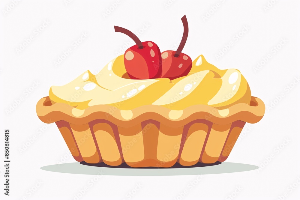 Sweet 64-Bit Tartlet Delight in Flat Style on White Background Sweet 64-Bit Tartlet Delight in Flat Style on White Background