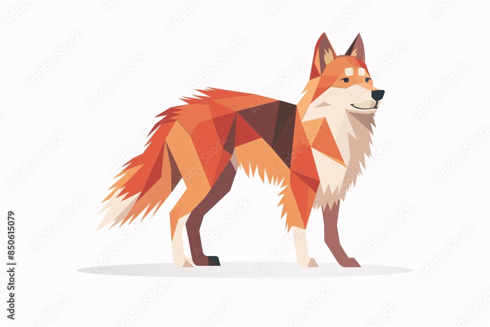 Fototapeta premium Modern 64-bit Dog Illustration in Flat Design on White Background