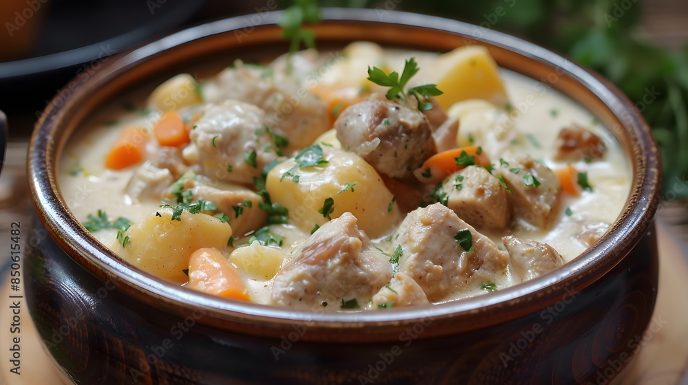 French style veal stew with white sauce called blanquette de veau French style veal stew with white sauce called blanquette de veau