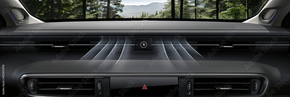 Fototapeta premium Car dashboard infographic airflow visualization, temperature control, and vent positioning