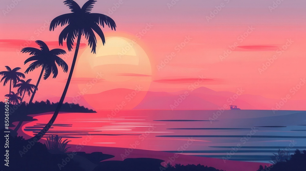 sunset coastline flat design side view serene drive cartoon drawing colored pastel sunset coastline flat design side view serene drive cartoon drawing colored pastel