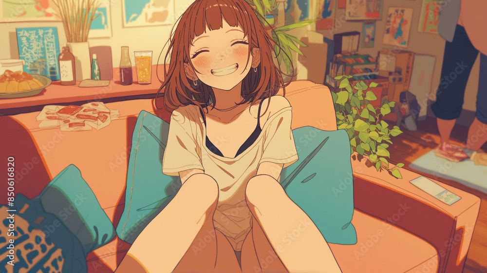 部屋でくつろぐ女の子 部屋でくつろぐ女の子
