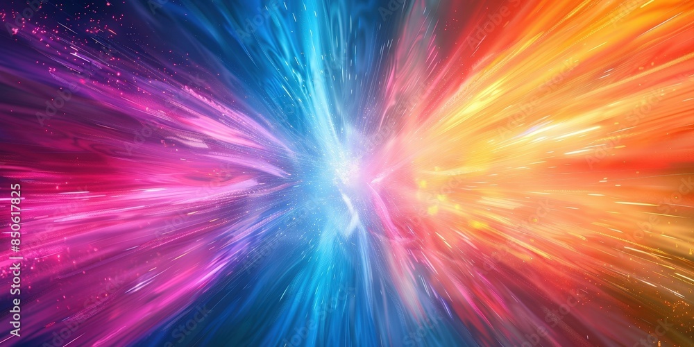 Obraz premium Abstract Colorful Light Streaks and Glows, hyperspace tunnel,laser beams. The abstract geometric lines and cosmic,futuristic,conveys motion, speed, shine,glowing, artistic