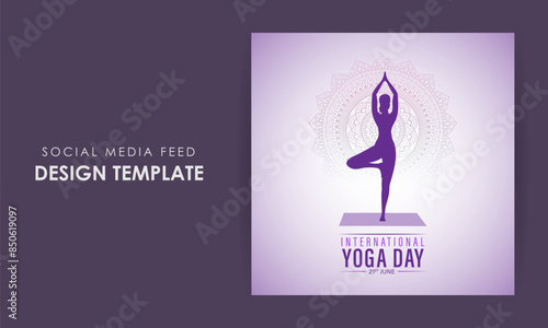 Vector illustration of International Day of Yoga social media feed template