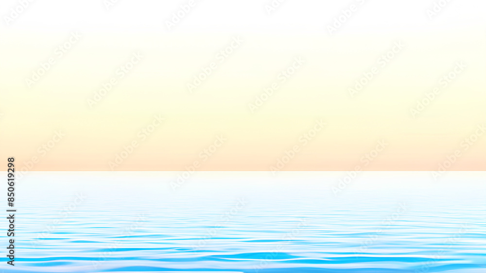 Fototapeta premium Minimalist Ocean: Tranquil Water Reflecting the Soft Transition of Colors from Peach to Blue