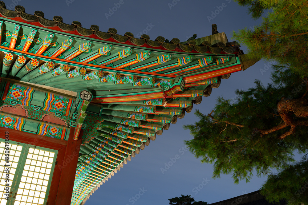 Night of Changgyeonggung Palace, traditional roof in Seoul, Korea