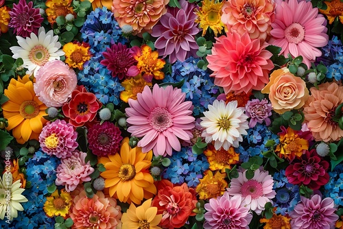 Multi-colored flower wall background