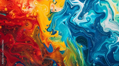 Colorful Swirling Liquid Paint Abstract Background
