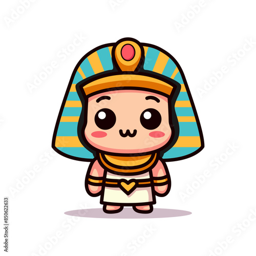 cute ancient pharaoh egypt cartoon character vector illustration template design