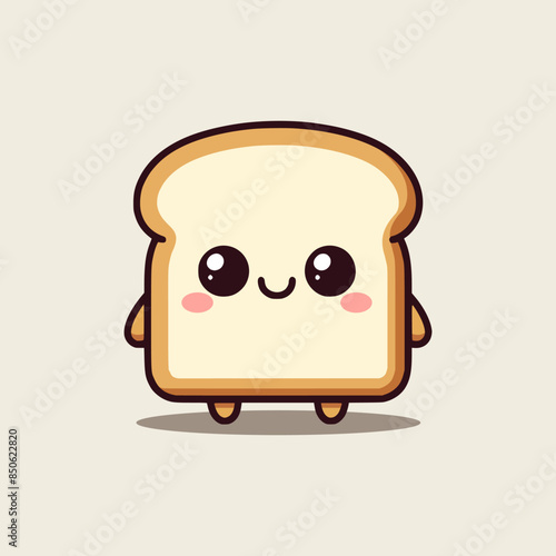 cute bread cartoon character vector illustration template design