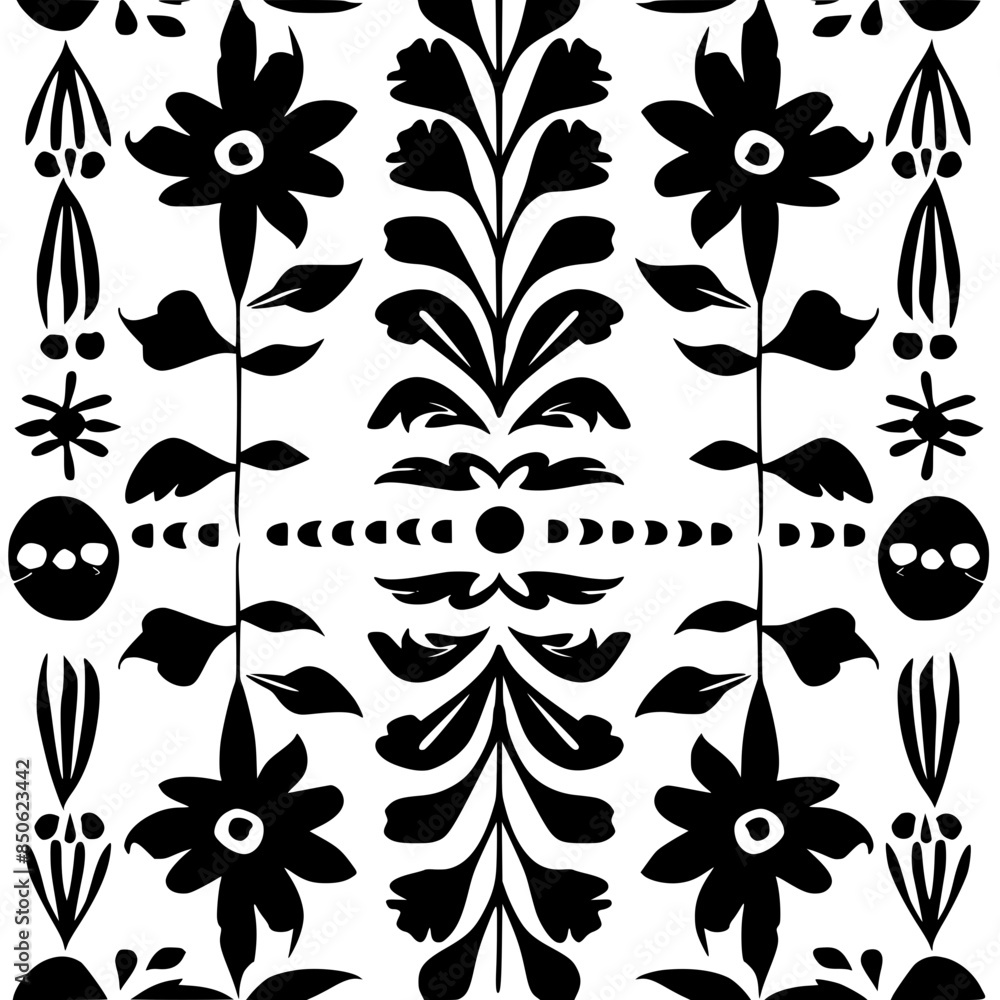 Fototapeta premium floral seamless pattern, pattern, flower pattern, geometric pattern, diagonal pattern, floral, flower, seamless, design, ornament, vector, decoration, art, wallpaper, leaf, illustration, black, style,