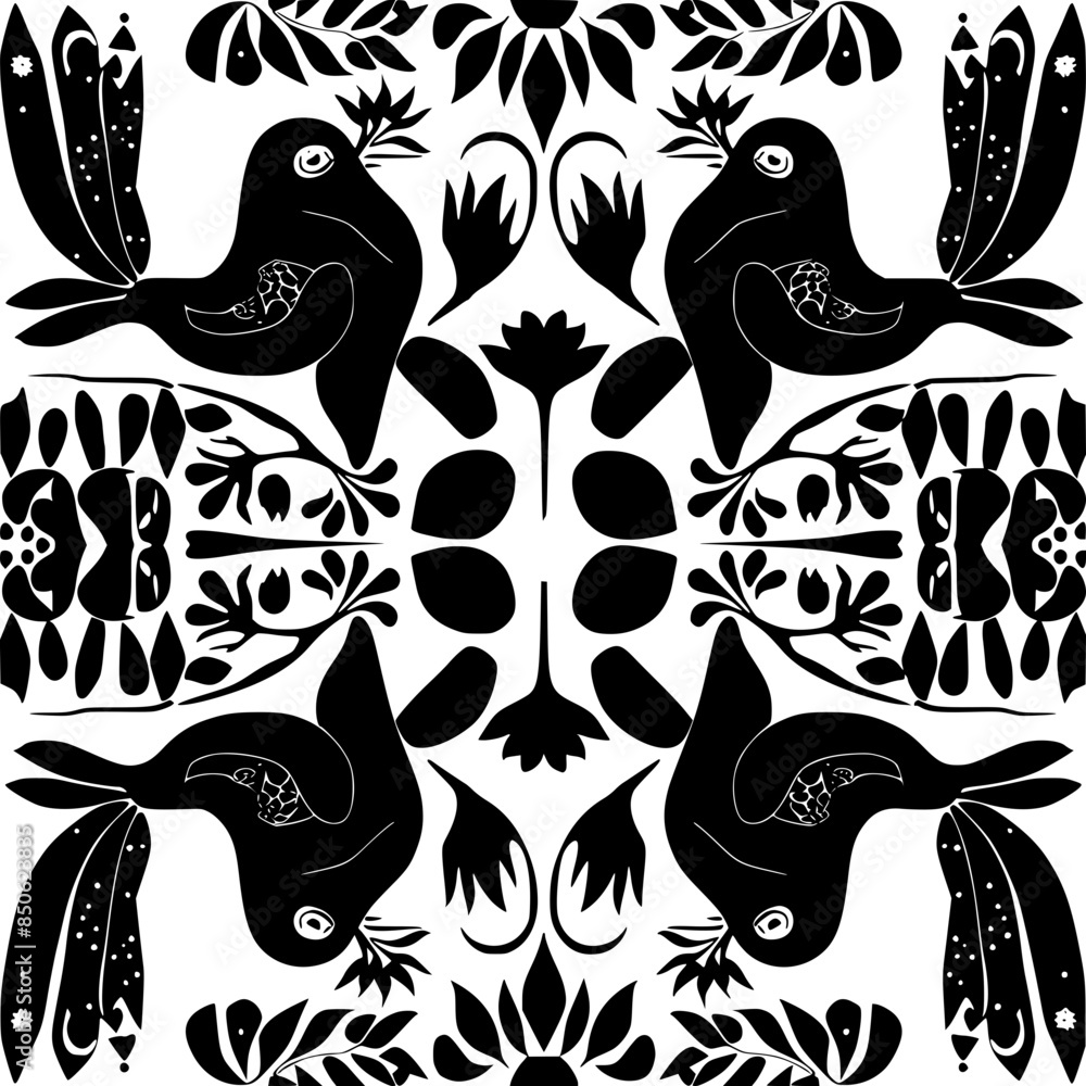 Fototapeta premium floral seamless pattern, pattern, flower pattern, geometric pattern, diagonal pattern, floral, flower, seamless, design, ornament, vector, decoration, art, wallpaper, leaf, illustration, black, style,