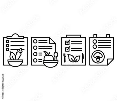 meal plan icon symbol vector design flat simple line illustration black white color isolated