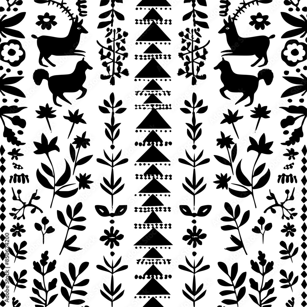 Fototapeta premium floral seamless pattern, pattern, flower pattern, geometric pattern, diagonal pattern, floral, flower, seamless, design, ornament, vector, decoration, art, wallpaper, leaf, illustration, black, style,