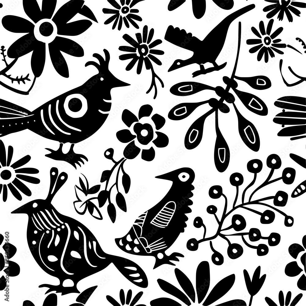 Fototapeta premium floral seamless pattern, pattern, flower pattern, geometric pattern, diagonal pattern, floral, flower, seamless, design, ornament, vector, decoration, art, wallpaper, leaf, illustration, black, style,