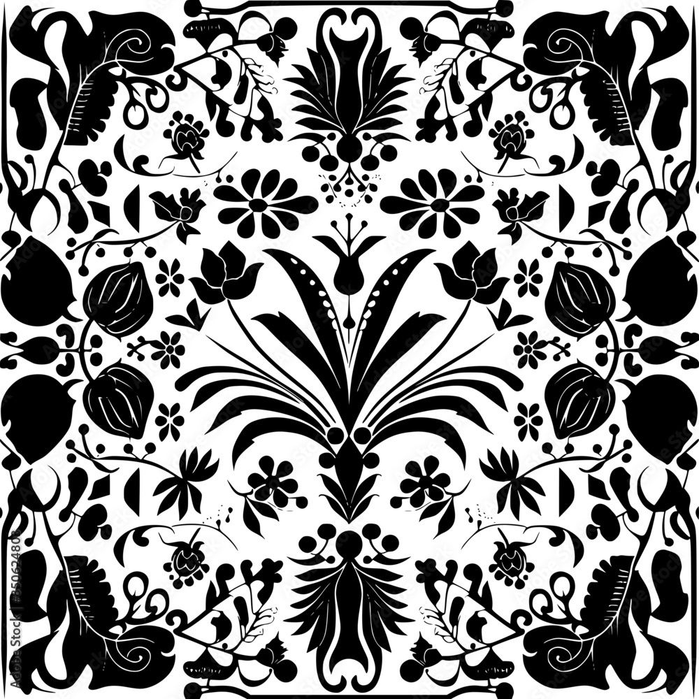 Fototapeta premium floral seamless pattern, pattern, flower pattern, geometric pattern, diagonal pattern, floral, flower, seamless, design, ornament, vector, decoration, art, wallpaper, leaf, illustration, black, style,