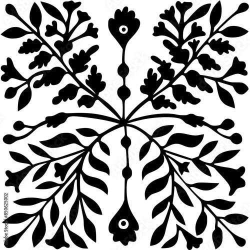 Wallpaper Mural floral seamless pattern, pattern, flower pattern, geometric pattern, diagonal pattern, floral, flower, seamless, design, ornament, vector, decoration, art, wallpaper, leaf, illustration, black, style, Torontodigital.ca