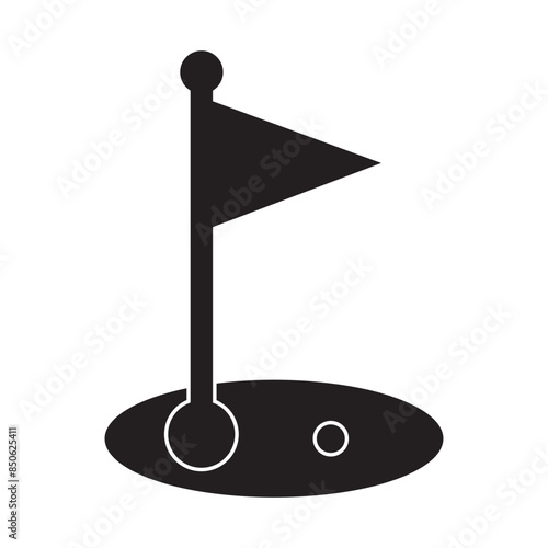 Golf club icon. Golf sports icon in black flat glyph, filled style isolated on white background