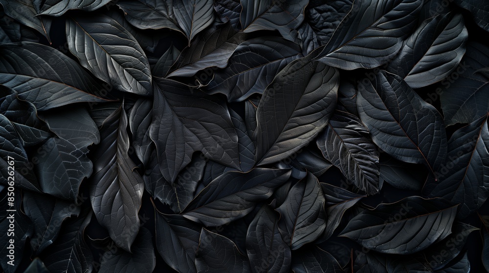 Textures of abstract black leaves for tropical leaf background. Flat lay, dark nature concept, tropical leaf, digital Textures of abstract black leaves for tropical leaf background. Flat lay, dark nature concept, tropical leaf, digital