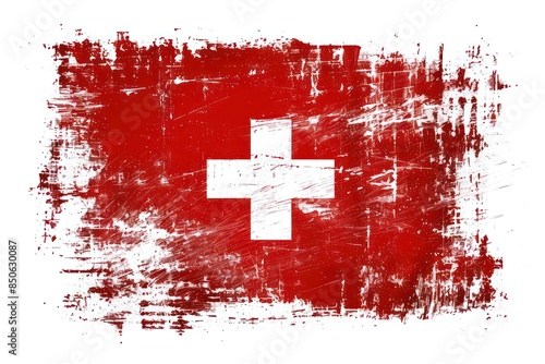 Grunge swiss flag background, Switzerland National Day. Generative AI