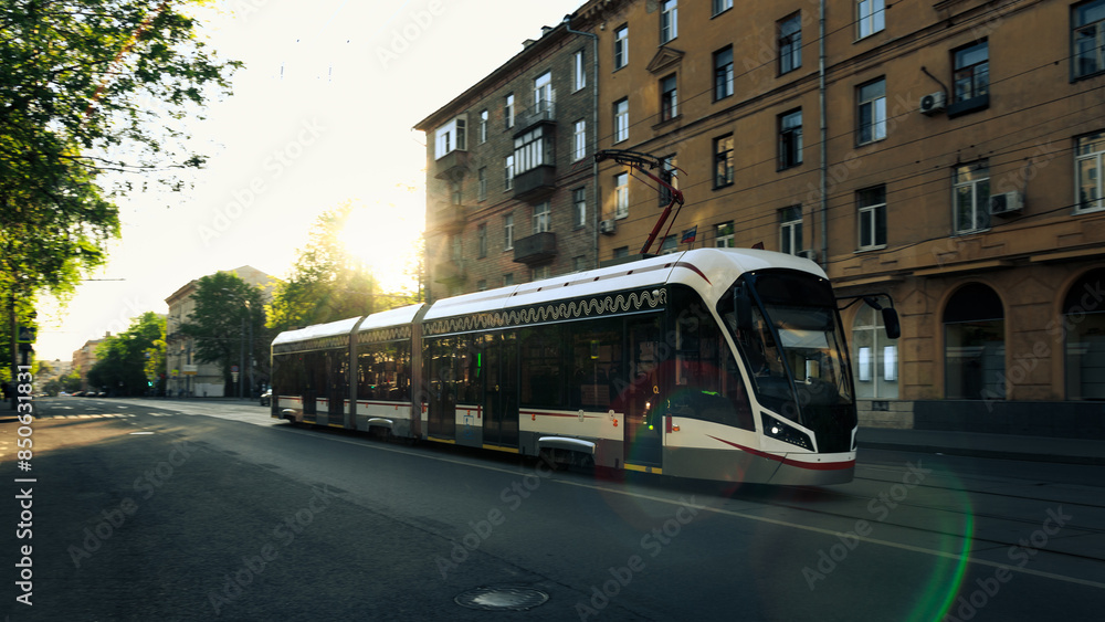 Fototapeta premium Sunrise Tram Ride