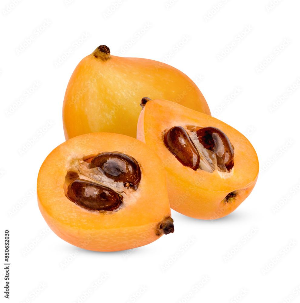 whole ripe loquat fruits isolated on white background whole ripe loquat fruits isolated on white background