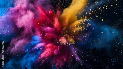 A colorful powder explosion on a black background © Mahmud Creative