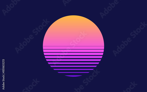 Retro neon poster style 80s and 90s. Abstract vector illustration
