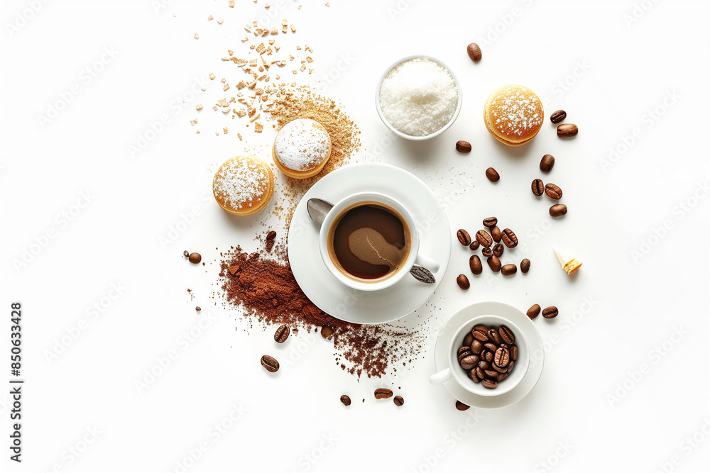 Fototapeta premium cup of coffee with pastries