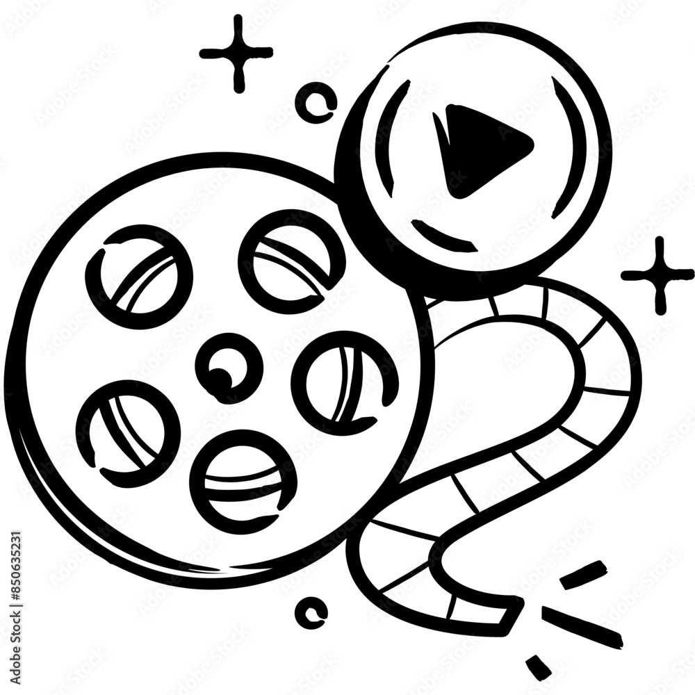 Film roll and play button Film roll and play button