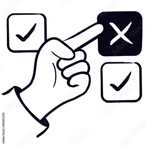 Hand pointing the wrong answer