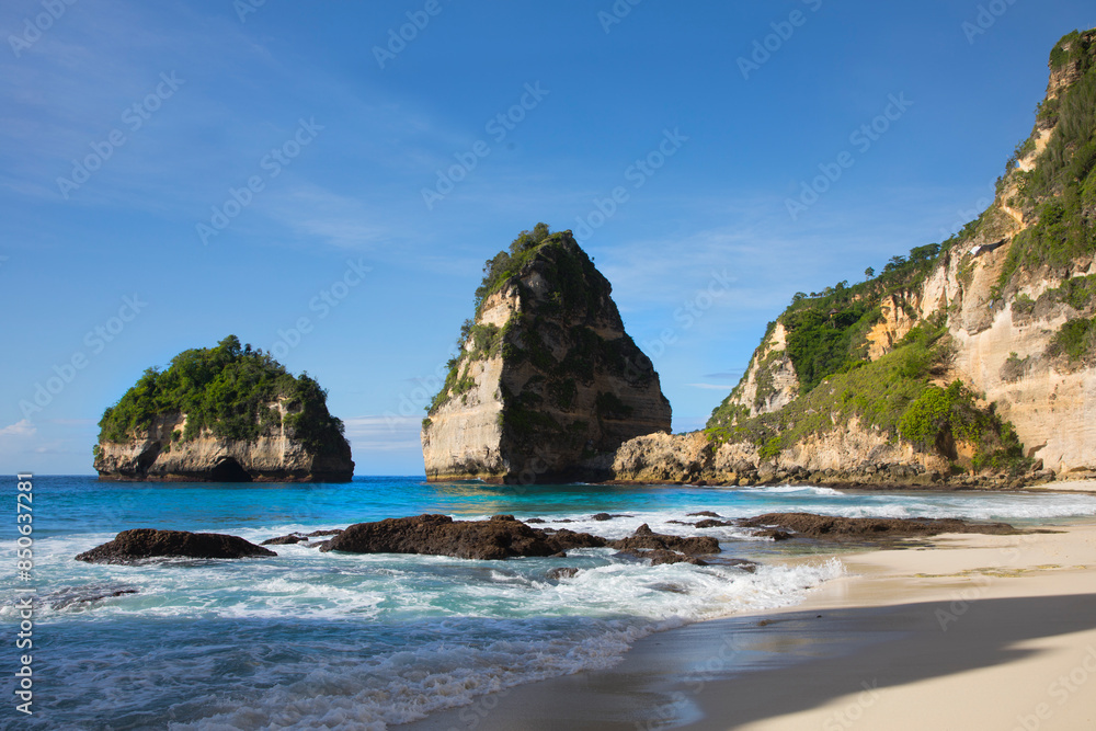 Beautiful view of Diamond Beach on Penida Island, Indonesia