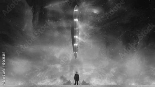 Man sees giant UFO in sky with galaxies and nebulae