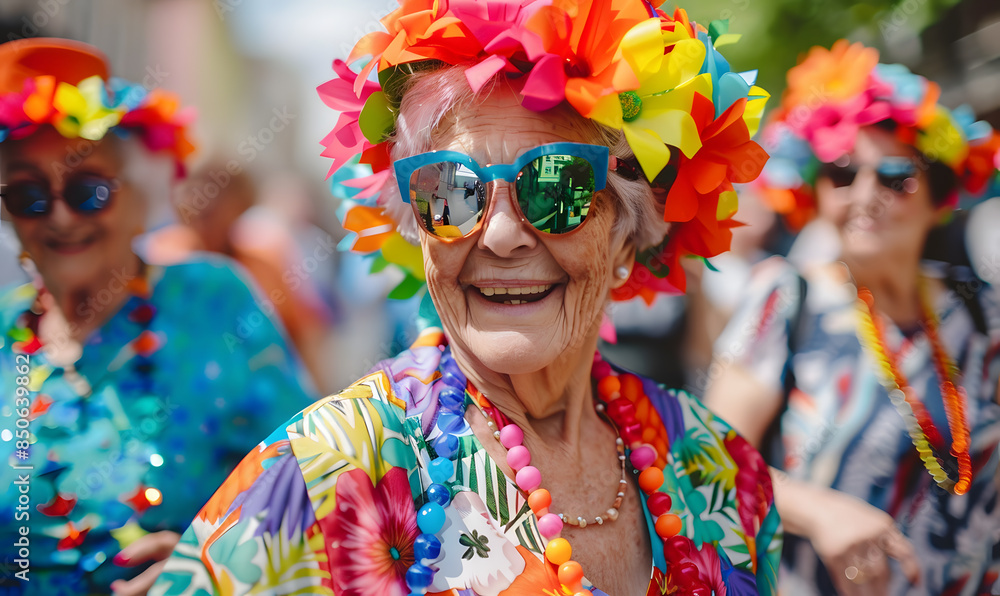 Elderly doing holiday activities happily and having fun. Elderly doing holiday activities happily and having fun.