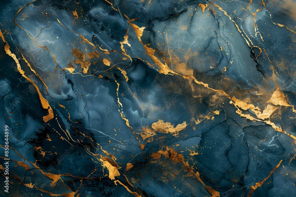 Abstract blue and gold marble texture with intricate veining and shimmering details. Abstract blue and gold marble texture with intricate veining and shimmering details.
