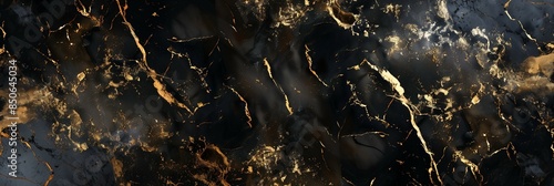 Abstract black and gold marble texture with bold patterns and high contrast.