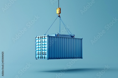 Close-up of crane with container hanging