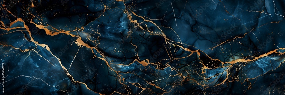 Abstract blue and gold marble texture with intricate veining and shimmering details. Abstract blue and gold marble texture with intricate veining and shimmering details.