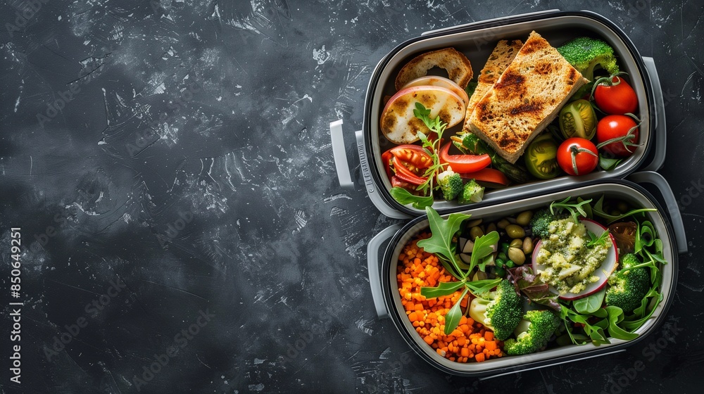 Healthy food in plastic lunch box Healthy food in plastic lunch box