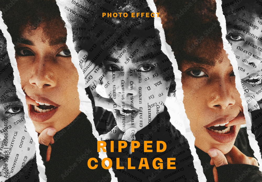 Ripped Paper Photo Effect Mockup With Generative AI Stock Template ...